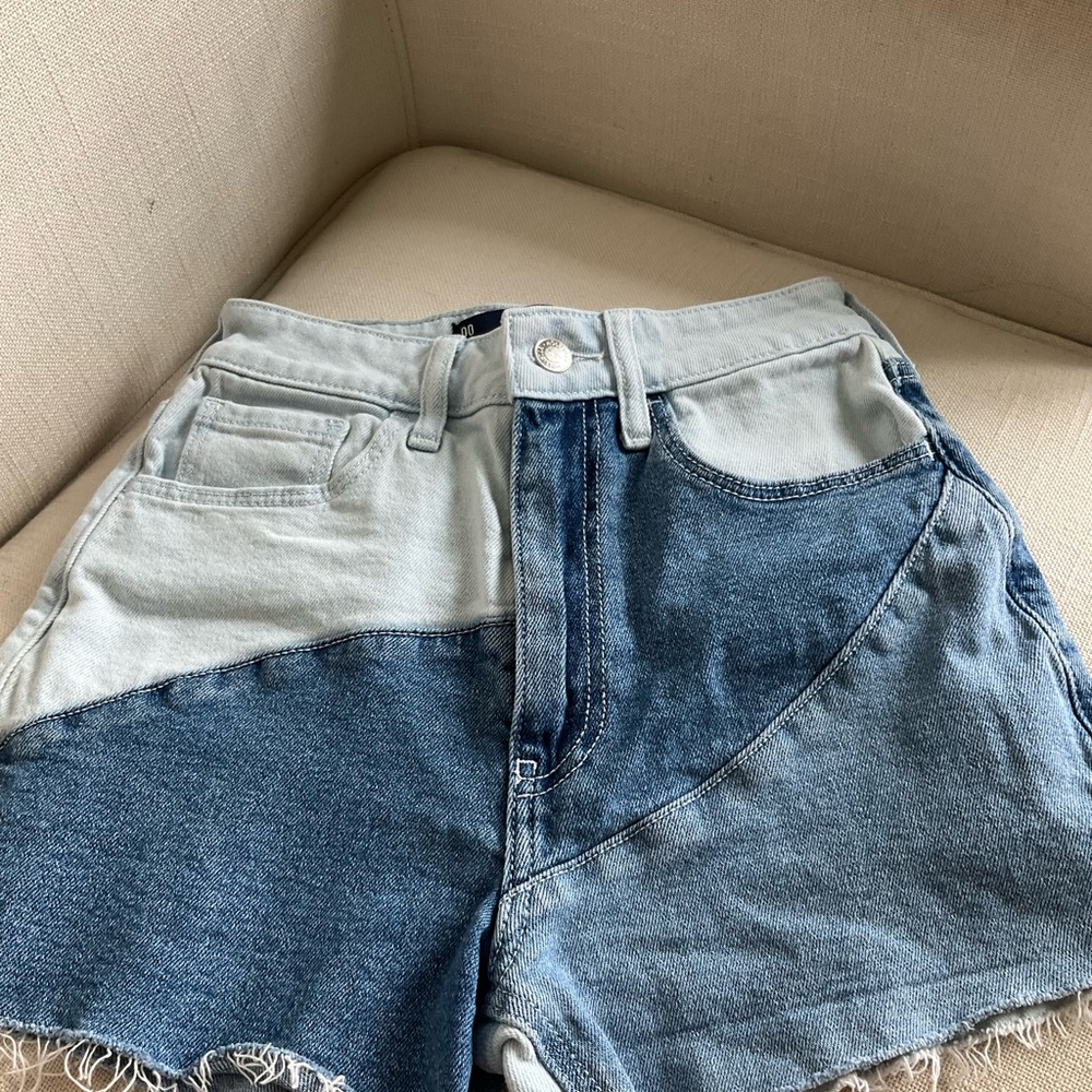Hollister Two-Tone Denim Shorts - Light and Dark Blue